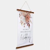 Terracotta Florals Welkom bij bruiloft Hangend Wandkleed (Gebogen)
