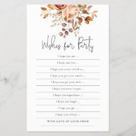 Terracotta Florals Wishes voor Baby shower Game Flyer