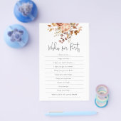 Terracotta Florals Wishes voor Baby shower Game Flyer (Enkel)