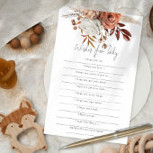 Terracotta Florals Wishes voor Baby shower Game Flyer