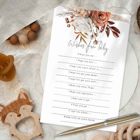 Terracotta Florals Wishes voor Baby shower Game Flyer