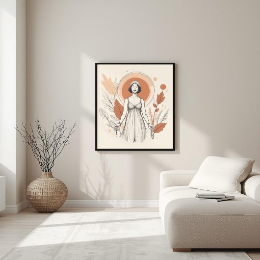 Terracotta Flow – Botanische Abstracte Balans I Poster