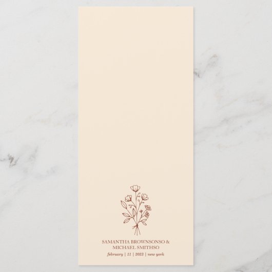 Terracotta Flower Bohemian Simple Botanical Menu (Achterkant)