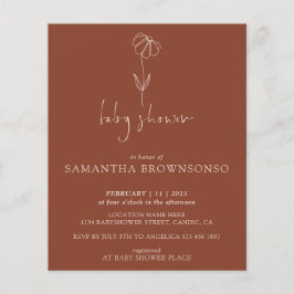Terracotta Flower Botanical Budget Baby shower Flyer