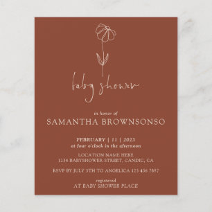 Terracotta Flower Botanical Budget Baby shower Flyer