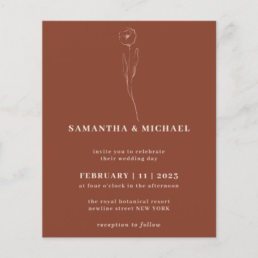 Terracotta Flower Botanical Wedding budget Flyer (Voorkant)