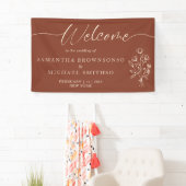 Terracotta Flower Bouquet Boho Botanicals Welkom Spandoek (Insitu)