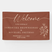 Terracotta Flower Bouquet Boho Botanicals Welkom Spandoek (Horizontaal)