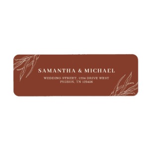 Terracotta Flower Leaf Lijst Wedding address Etiket