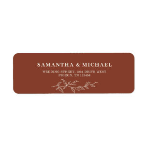 Terracotta Flower Leaf Wedding address Etiket