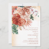 Terracotta Flower Pampas Grass Engagement Party Kaart (Voorkant)
