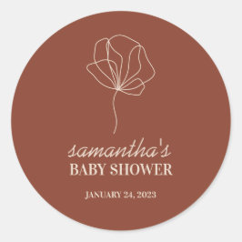 Terracotta Flower Simple Boho Baby shower Ronde Sticker