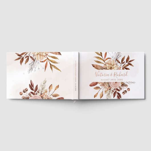 Terracotta Flowers Boho Autumn Foliage Wedding Gastenboek (Volledig)