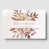 Terracotta Flowers Boho Autumn Foliage Wedding Gastenboek (Voorkant)