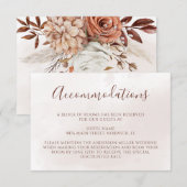 Terracotta Flowers Boho Fall Wedding Accommodatie Informatiekaartje (Voorkant / Achterkant)