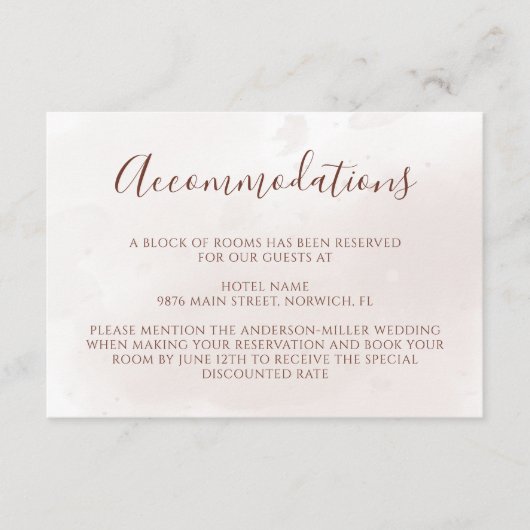 Terracotta Flowers Boho Fall Wedding Accommodatie Informatiekaartje (Voorkant)