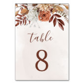 Terracotta Flowers Boho Fall Wedding Table Number Kaart (Achterkant)