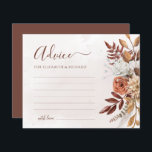 Terracotta Flowers Boho Herfst Bruiloft Advies Kaa<br><div class="desc">Creëer Een blijvende aandenken met deze prachtige, terracotta herfst bloemengethematiseerde trouwadvieskaarten. Laat uw gasten hun oprechte wijsheid en goede wensen voor een gelukkig huwelijk delen. Deze charmante kaarten zijn perfect voor elk stel dat een bohemian herfstbruiloft plant. Ze zijn een prachtig alternatief voor een traditioneel gastenboek, en zullen nog jaren...</div>