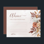 Terracotta Flowers Boho Herfst Bruiloft Advies Kaa<br><div class="desc">Creëer Een blijvende aandenken met deze prachtige, terracotta herfst bloemengethematiseerde trouwadvieskaarten. Laat uw gasten hun oprechte wijsheid en goede wensen voor een gelukkig huwelijk delen. Deze charmante kaarten zijn perfect voor elk stel dat een bohemian herfstbruiloft plant. Ze zijn een prachtig alternatief voor een traditioneel gastenboek, en zullen nog jaren...</div>