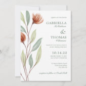 Terracotta Flowers Botanical Wedding Invitation Kaart (Voorkant)