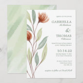 Terracotta Flowers Botanical Wedding Invitation Kaart (Voorkant / Achterkant)