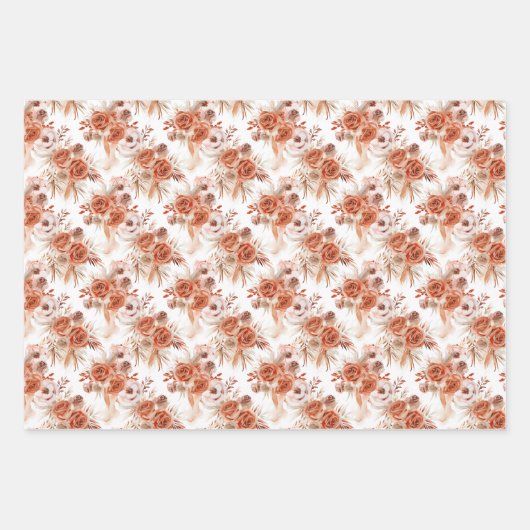 Terracotta Flowers en Boho Waterverf Klei Rozen Inpakpapier Vel (Voorkant 2)