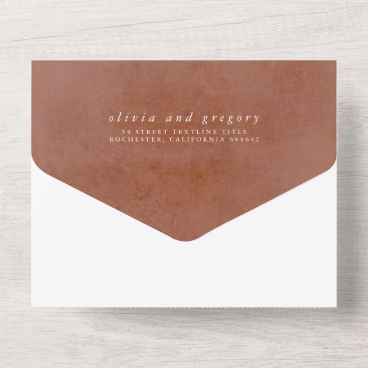 Terracotta Flowers en Pampas Grass Exotic Wedding All In One Uitnodiging (Achterkant)