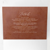 Terracotta Flowers en Pampas Grass Exotic Wedding Drieluik Uitnodiging (Binnenzijde eerst)