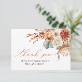 Terracotta Flowers Fall Bridal Shower Thank You Kaart (Staand voorkant)