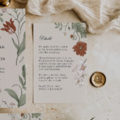Terracotta  Flowers Fall Wedding Details Informatiekaartje