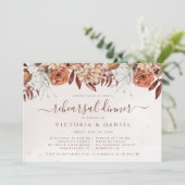 Terracotta Flowers Herfst Foliage Rehearsal Dinner Kaart (Staand voorkant)