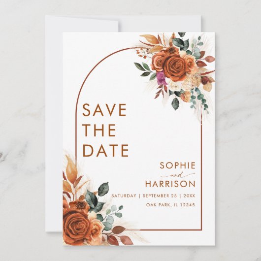 Terracotta Flowers Pampas grass Rust Save the Day Kaart (Voorkant)