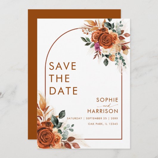 Terracotta Flowers Pampas grass Rust Save the Day Kaart (Voorkant / Achterkant)