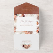 Terracotta Flowers Pampas Grass Spain Wedding All In One Uitnodiging (Buitenkant)