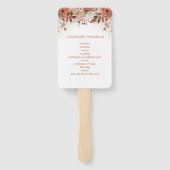 Terracotta Flowers Pampas Wedding Programme Handwaaier (Achterkant)