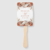 Terracotta Flowers Pampas Wedding Programme Handwaaier (Voorkant)