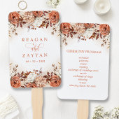 Terracotta Flowers Pampas Wedding Programme Handwaaier