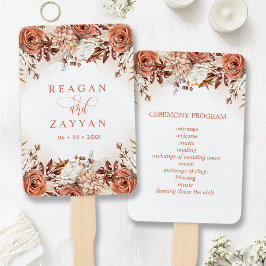 Terracotta Flowers Pampas Wedding Programme Handwaaier