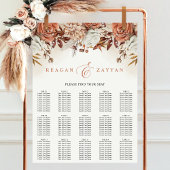 Terracotta Flowers Pampas Wedding Seding Chart Poster