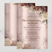 Terracotta Flowers Roos Gold Wedding Jubileum Kaart (Voorkant / Achterkant)