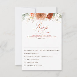 Terracotta Flowers Wedding RSVP Kaartje