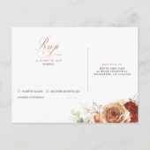Terracotta Flowers Zwart Bruiloft RSVP Briefkaart (Achterkant)