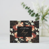 Terracotta Flowers Zwart Bruiloft RSVP Briefkaart (Staand voorkant)