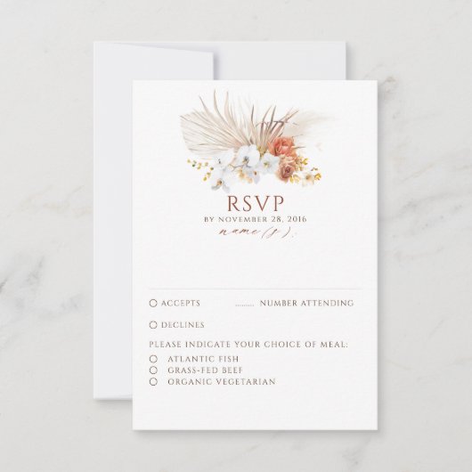 Terracotta Foliage Boho Wedding RSVP (Voorkant)
