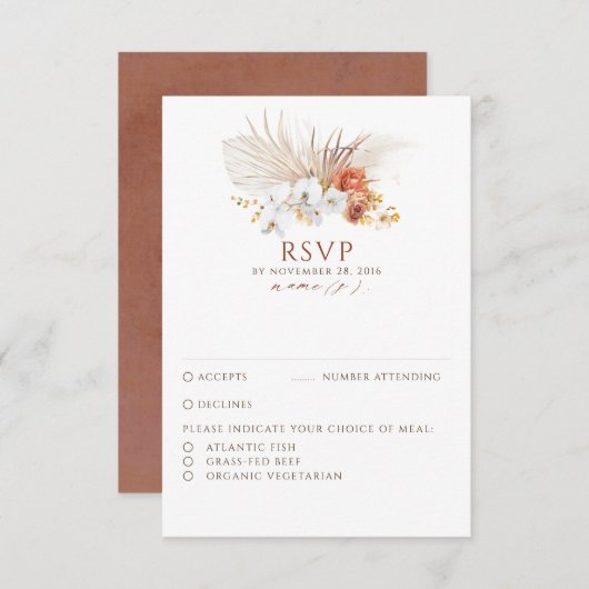 Terracotta Foliage Boho Wedding RSVP (Voorkant / Achterkant)
