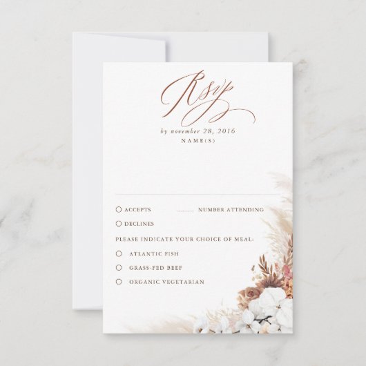 Terracotta Foliage Boho Wedding RSVP (Voorkant)