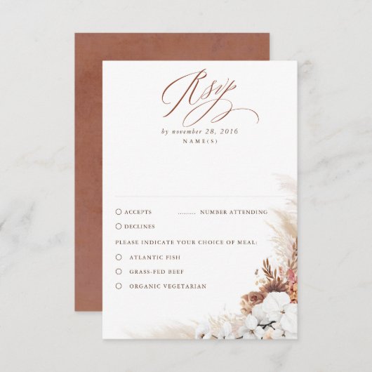 Terracotta Foliage Boho Wedding RSVP (Voorkant / Achterkant)
