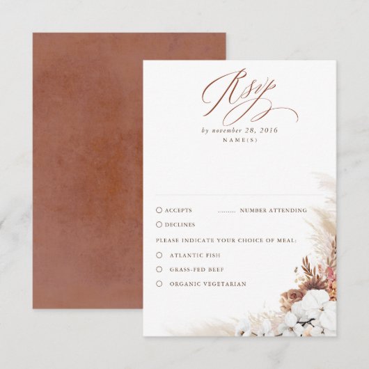 Terracotta Foliage Boho Wedding RSVP Kaartje (Voorkant / Achterkant)