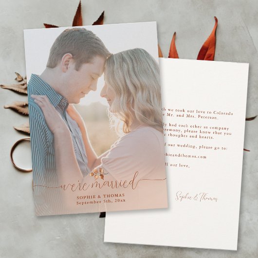 Terracotta Foliage Foto Elopement aankondiging