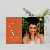 Terracotta Folie Afstudeerder Blok Afstuderen Folie Uitnodiging (Staand Voorkant)
